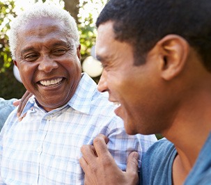 Dentures patient in Marysville talking with family