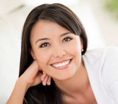 beautiful woman smiling at camera