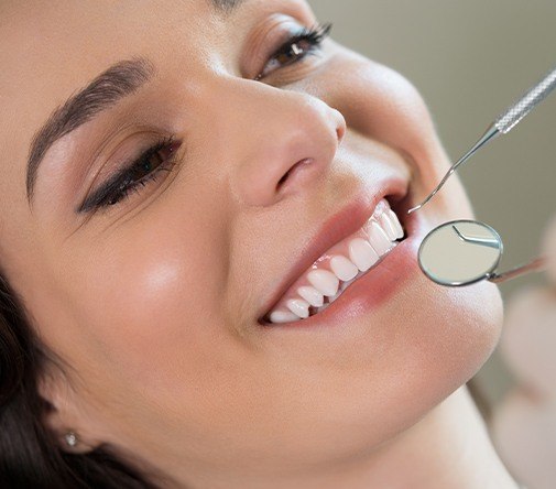 close up of woman getting cleaning