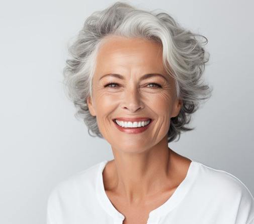 Portrait of smiling senior woman with dentures