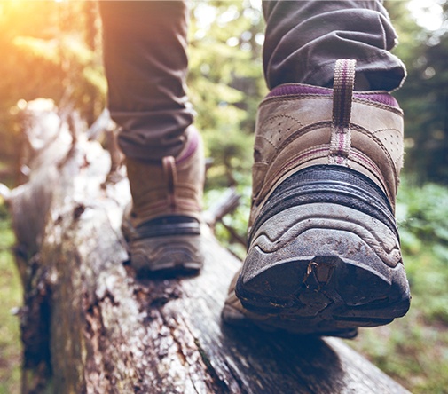 close shot of hiking boots