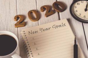 notebook with a list of goals for the new year 