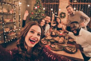 Holiday party celebrating safely as recommended by Marysville dentist