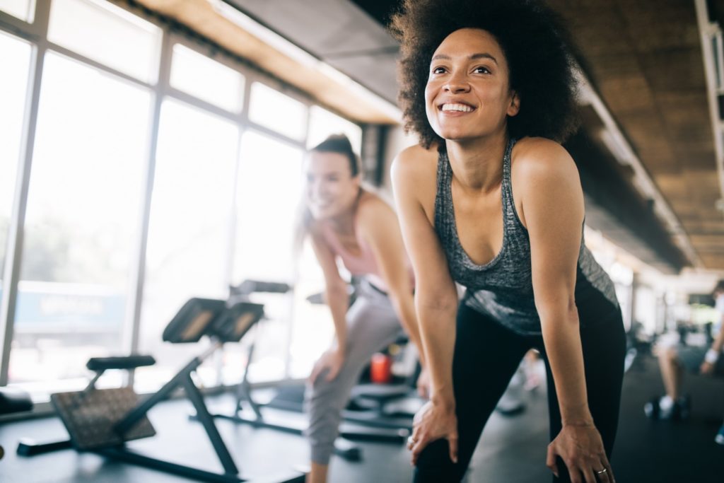 Woman smiling while in exercise class